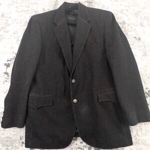 Vintage Circle S Mens Western Rockabilly Denim Blazer Jacket Black 42R Style
